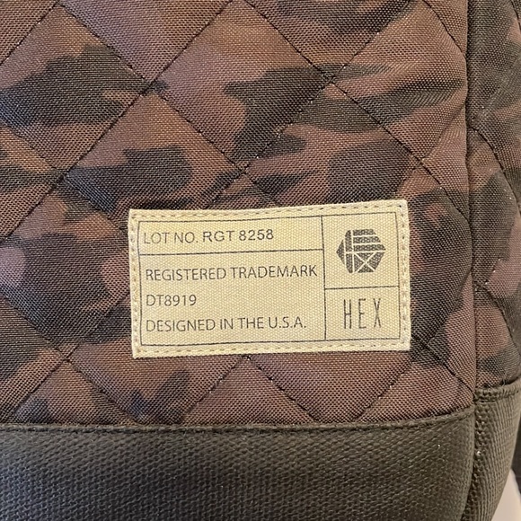 Hex Backpack/Laptop Carrier. Brown and Black Quilted Canvas Camo print. - Picture 3 of 9